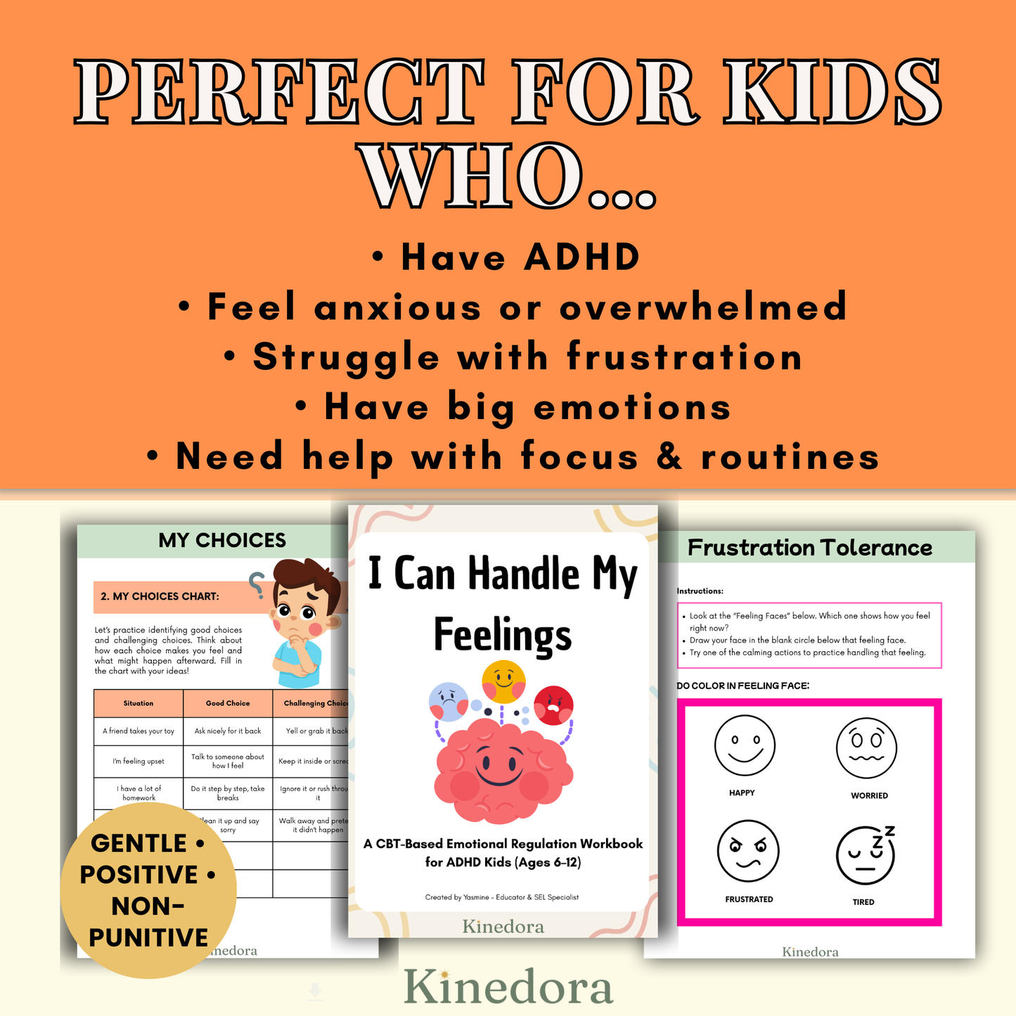 ADHD Emotional Regulation Workbook for Kids (6–12) | CBT-Based Tools