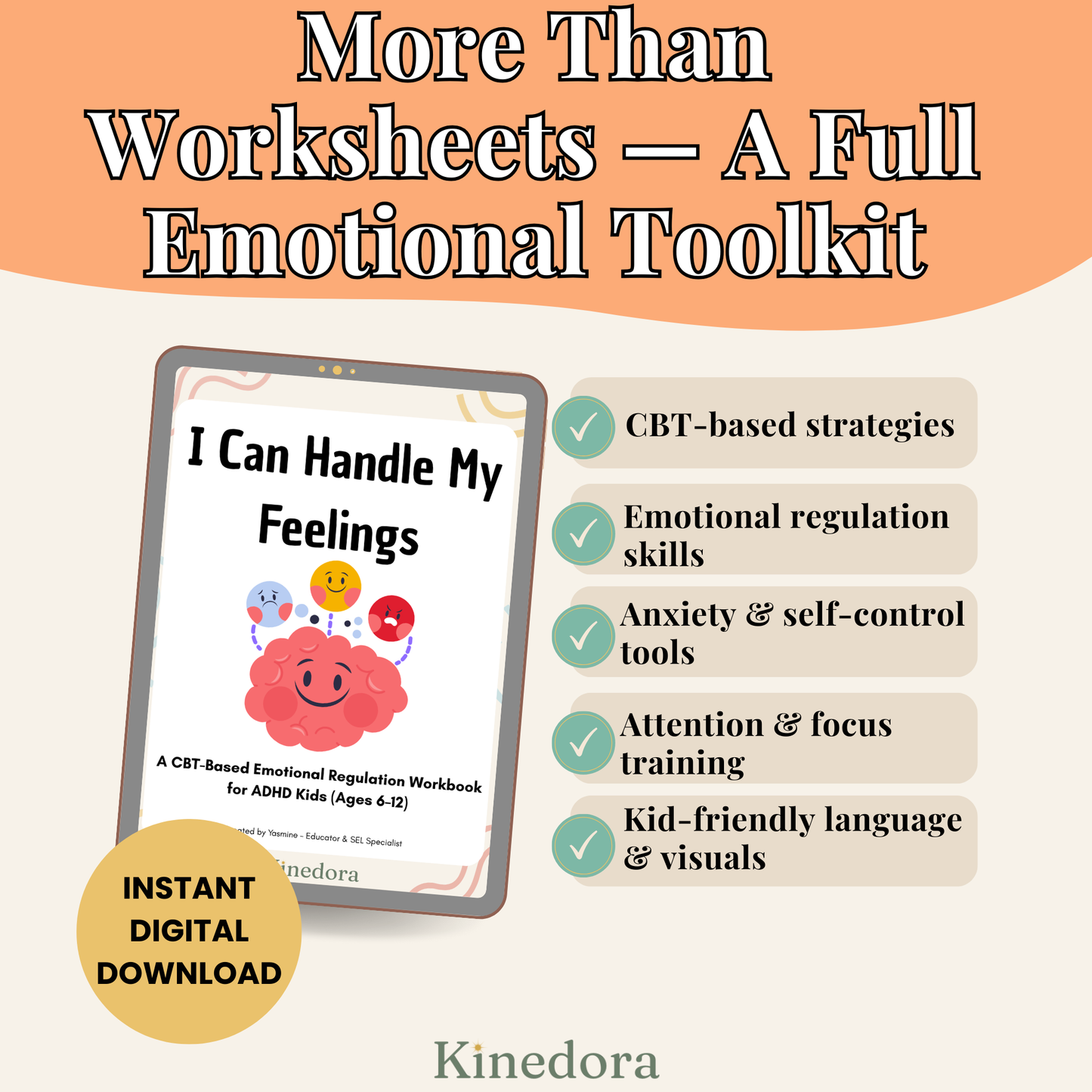 ADHD Emotional Regulation Workbook for Kids (6–12) | CBT-Based Tools